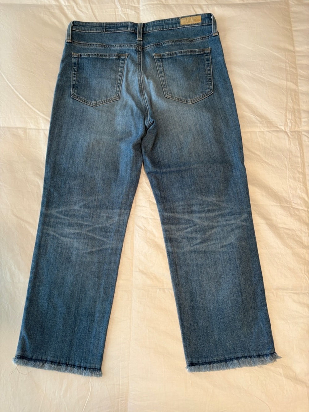 AG Isabelle Straight Leg Crop Jeans Size 30 High Rise Raw Hem Designer Denim - Picture 3 of 7